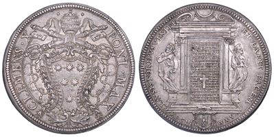 Emilio Altieri (Clemente X), Piastra dello Stato Pontificio 1675 (Porta Santa murata)
