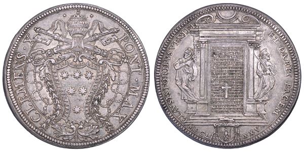 STATO PONTIFICIO. CLEMENTE X (Emilio Altieri), 1670-1676. Piastra 1675. Roma.