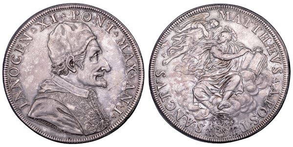 STATO PONTIFICIO. INNOCENZO XI (Benedetto Odescalchi), 1676-1689. Piastra A. I. Roma.