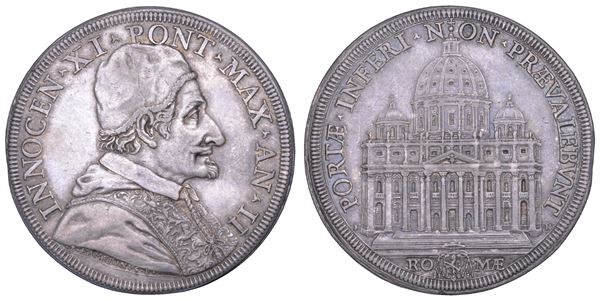 STATO PONTIFICIO. INNOCENZO XI (Benedetto Odescalchi), 1676-1689. Piastra A. II. Roma.