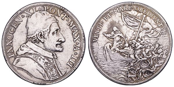 STATO PONTIFICIO. INNOCENZO XI (Benedetto Odescalchi), 1676-1689. Piastra A. III. Roma.