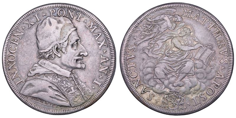 STATO PONTIFICIO. INNOCENZO XI (Benedetto Odescalchi), 1676-1689. Piastra A. I. Roma.  - Asta Numismatica - Cambi Casa d'Aste
