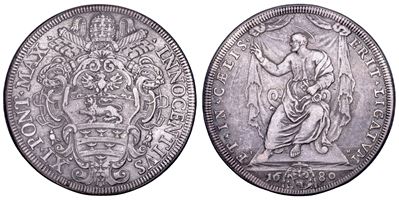 Innocenzo XI (Benedetto Odescalchi), Stato Pontificio: piastra, 1680, Roma