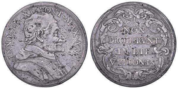 STATO PONTIFICIO. INNOCENZO XI (Benedetto Odescalchi), 1676-1689. Piastra A. VII. Roma.