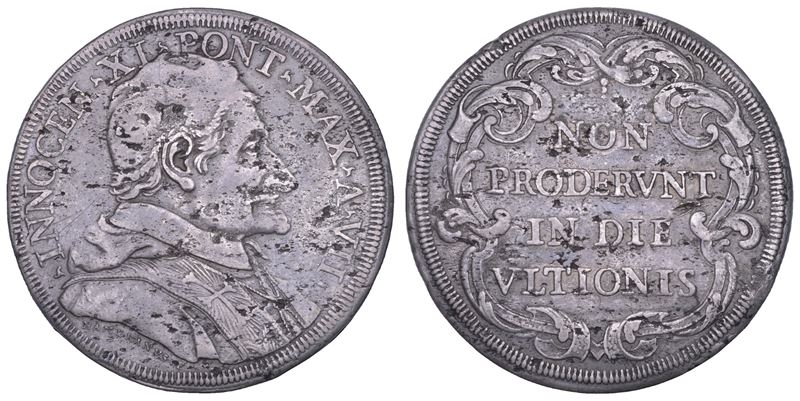 STATO PONTIFICIO. INNOCENZO XI (Benedetto Odescalchi), 1676-1689. Piastra A. VII. Roma.  - Asta Numismatica - Cambi Casa d'Aste