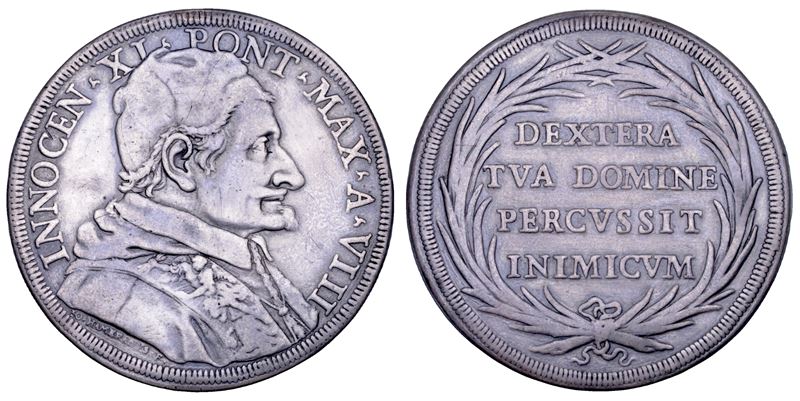 STATO PONTIFICIO. INNOCENZO XI (Benedetto Odescalchi), 1676-1689. Piastra A. VIII. Roma.  - Asta Numismatica - Cambi Casa d'Aste