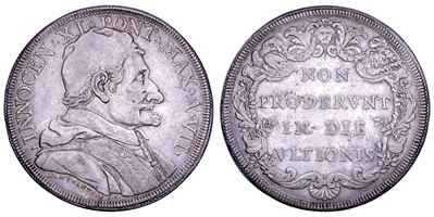 Innocenzo XI (Benedetto Odescalchi), Stato Pontificio, Piastra A VII, Roma 1676-1689