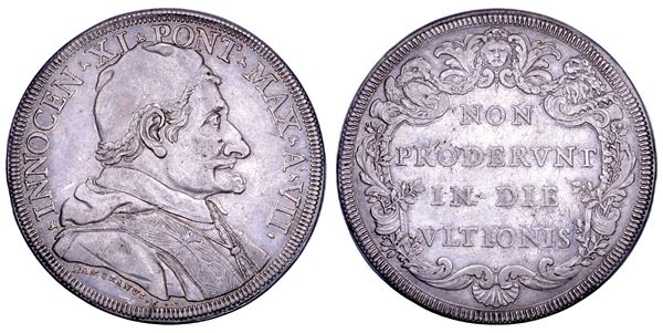 STATO PONTIFICIO. INNOCENZO XI (Benedetto Odescalchi), 1676-1689. Piastra A. VII. Roma.