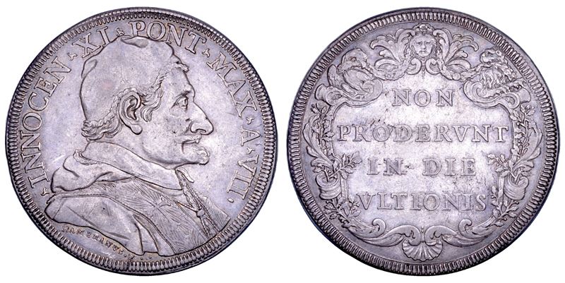 STATO PONTIFICIO. INNOCENZO XI (Benedetto Odescalchi), 1676-1689. Piastra A. VII. Roma.  - Asta Numismatica - Cambi Casa d'Aste