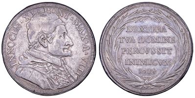 Innocenzo XI (Benedetto Odescalchi), Piastra A. VIII/1684 dello Stato Pontificio