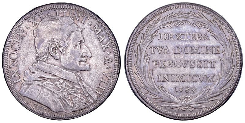 STATO PONTIFICIO. INNOCENZO XI (Benedetto Odescalchi), 1676-1689. Piastra A. VIII/1684. Roma.  - Asta Numismatica - Cambi Casa d'Aste