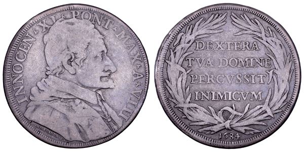 STATO PONTIFICIO. INNOCENZO XI (Benedetto Odescalchi), 1676-1689. Piastra A. VIII/1684. Roma.