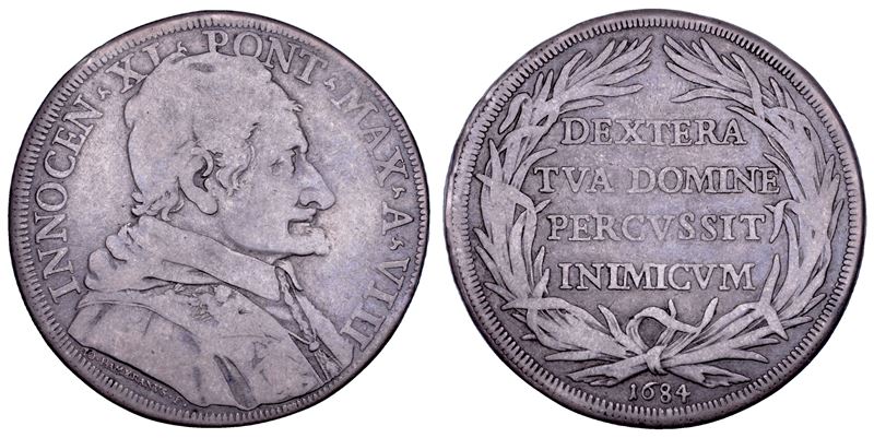 STATO PONTIFICIO. INNOCENZO XI (Benedetto Odescalchi), 1676-1689. Piastra A. VIII/1684. Roma.  - Asta Numismatica - Cambi Casa d'Aste