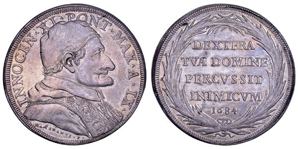STATO PONTIFICIO. INNOCENZO XI (Benedetto Odescalchi), 1676-1689. Piastra A. IX/1684. Roma.