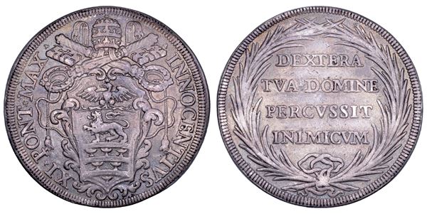 STATO PONTIFICIO. INNOCENZO XI (Benedetto Odescalchi), 1676-1689. Piastra. Emissione commemorativa per la vittoria contro i Turchi a Vienna.