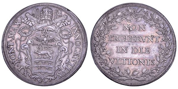 STATO PONTIFICIO. INNOCENZO XI (Benedetto Odescalchi), 1676-1689. Piastra. Roma.