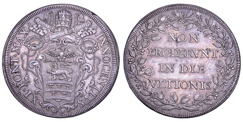 STATO PONTIFICIO. INNOCENZO XI (Benedetto Odescalchi), 1676-1689. Piastra. Roma.  - Asta Numismatica - Cambi Casa d'Aste