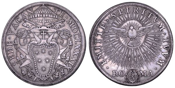 STATO PONTIFICIO. SEDE VACANTE 1689 (camerlengo cardinale Paluzzo Paluzzi Altieri). Piastra 1689. Roma.