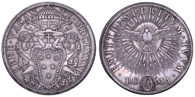 STATO PONTIFICIO. SEDE VACANTE 1689 (camerlengo cardinale Paluzzo Paluzzi Altieri). Piastra 1689. Roma.  - Asta Numismatica - Cambi Casa d'Aste