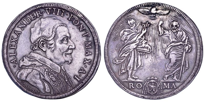 Pietro Ottoboni (Alessandro VIII), Piastra in argento “A. I.”, 1689-1691 (Stato Pontificio)