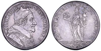 Pietro Ottoboni (Alessandro VIII), Stato Pontificio: Piastra, 1689-1691