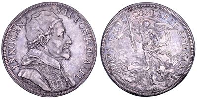 Pignatelli (Innocenzo XII), Piastra A. II/1693, Roma, argento