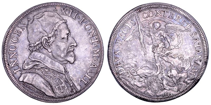 STATO PONTIFICIO. INNOCENZO XII (Antonio Pignatelli), 1691-1700. Piastra A. II/1693. Roma.  - Asta Numismatica - Cambi Casa d'Aste