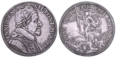 Innocenzo XII (Antonio Pignatelli), Piastra A. II/1692, Roma, argento