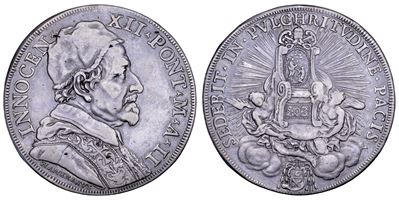 Innocenzo XII (Antonio Pignatelli), Piastra A, II/1692 – Raffigura del busto e legenda della Catt...