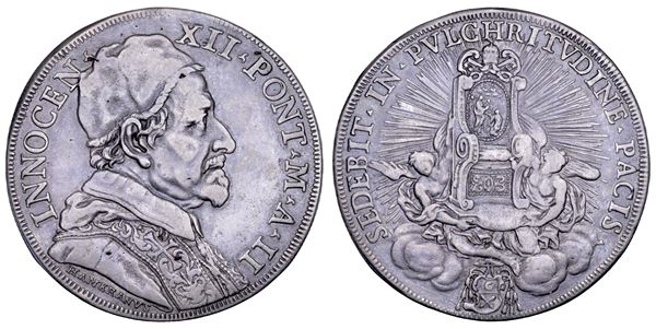 STATO PONTIFICIO. INNOCENZO XII (Antonio Pignatelli), 1691-1700. Piastra A. II/1692. Roma.