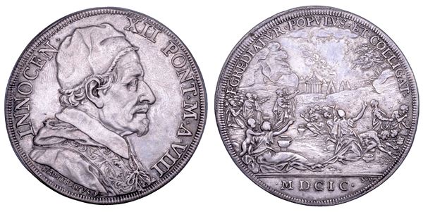 STATO PONTIFICIO. INNOCENZO XII (Antonio Pignatelli), 1691-1700. Piastra A. VIII/1699. Roma.