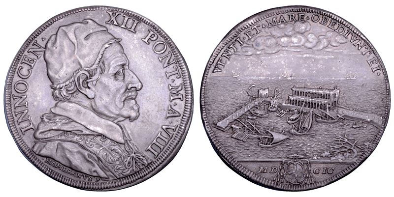 STATO PONTIFICIO. INNOCENZO XII (Antonio Pignatelli), 1691-1700. Piastra A. VIII/1699. Roma.  - Auction Numismatics - Cambi Casa d'Aste
