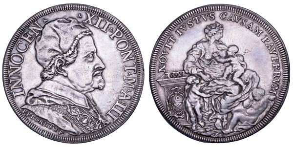 STATO PONTIFICIO. INNOCENZO XII (Antonio Pignatelli), 1691-1700. Piastra A. III/1693. Roma.