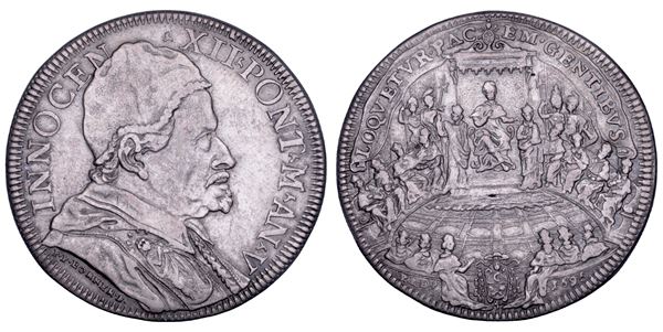 STATO PONTIFICIO. INNOCENZO XII (Antonio Pignatelli), 1691-1700. Piastra A. V/1696. Roma.