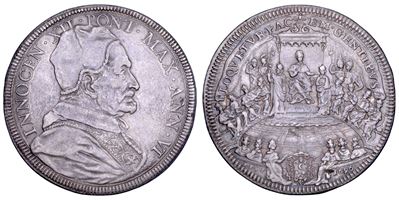 Innocenzo XII (Antonio Pignatelli), Piastra pontificia A. VI/1696, Roma
