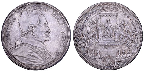 STATO PONTIFICIO. INNOCENZO XII (Antonio Pignatelli), 1691-1700. Piastra A. VI/1696. Roma.
