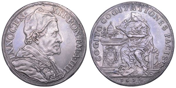 STATO PONTIFICIO. INNOCENZO XII (Antonio Pignatelli), 1691-1700. Piastra A. IIII/1694. Roma.
