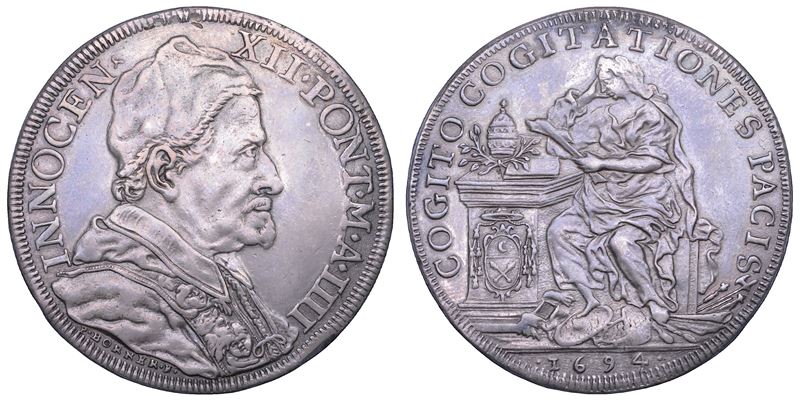 Innocenzo XII (Antonio Pignatelli), Piastra con busto e scena allegorica, 1694