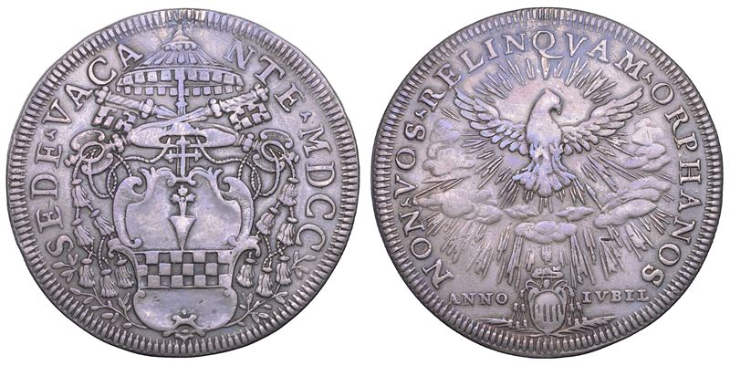 Giovan Battista Spinola (attr.), Stato Pontificio, Sede Vacante 1700: piastra argentea dell’Anno ...