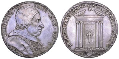 Albani (Giovanni Francesco Albani), Clemente XI, Piastra in argento “Porta Santa” per il Giubileo...