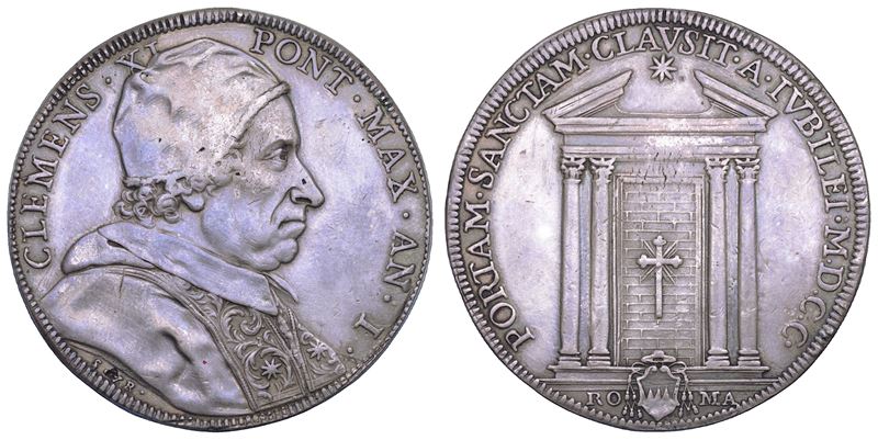 STATO PONTIFICIO. CLEMENTE XI (Giovanni Francesco Albani), 1700-1721. Piastra A. I/1700. Giubileo. Roma.  - Asta Numismatica - Cambi Casa d'Aste