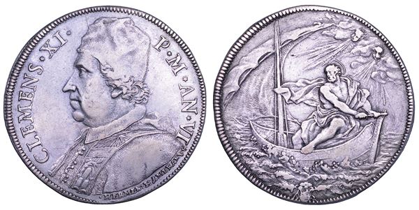 STATO PONTIFICIO. CLEMENTE XI (Giovanni Francesco Albani), 1700-1721. Piastra A. VI. Roma.
