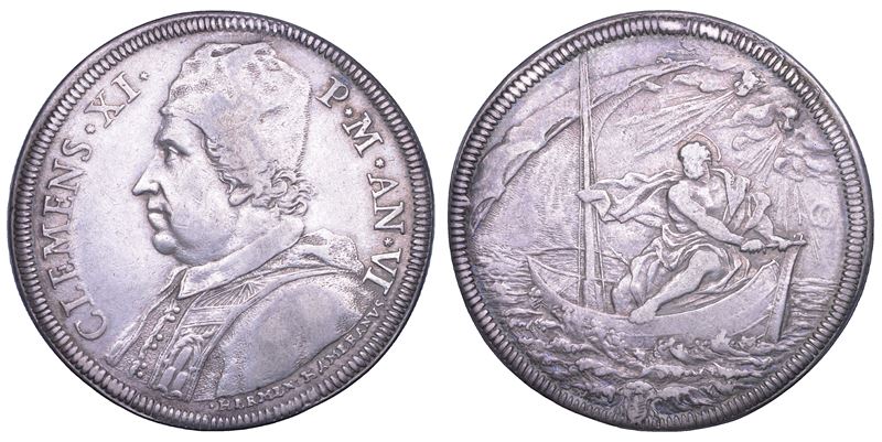 STATO PONTIFICIO. CLEMENTE XI (Giovanni Francesco Albani), 1700-1721. Piastra A. VI. Roma.  - Asta Numismatica - Cambi Casa d'Aste