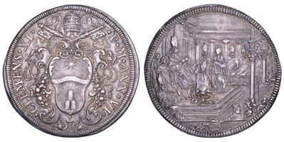 Clemente XI (Giovanni Francesco Albani), STATO PONTIFICIO, piastra A. VI, Roma, 1700-1721