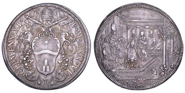 STATO PONTIFICIO. CLEMENTE XI (Giovanni Francesco Albani), 1700-1721. Piastra A. VI. Roma.