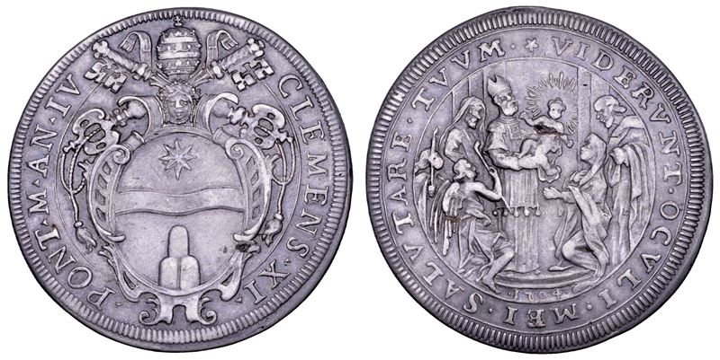 STATO PONTIFICIO. CLEMENTE XI (Giovanni Francesco Albani), 1700-1721. Piastra A. IV/1704. Roma.  - Asta Numismatica - Cambi Casa d'Aste
