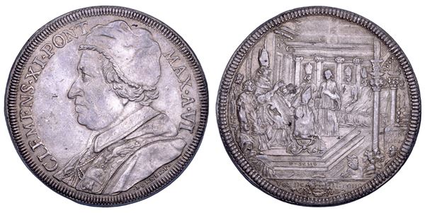 STATO PONTIFICIO. CLEMENTE XI (Giovanni Francesco Albani), 1700-1721. Piastra A. VI. Roma.