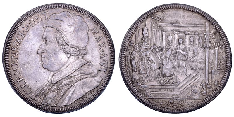 STATO PONTIFICIO. CLEMENTE XI (Giovanni Francesco Albani), 1700-1721. Piastra A. VI. Roma.  - Asta Numismatica - Cambi Casa d'Aste