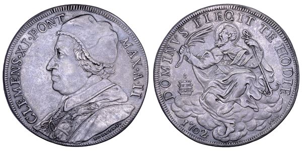 STATO PONTIFICIO. CLEMENTE XI (Giovanni Francesco Albani), 1700-1721. Piastra A. II/1702. Roma.