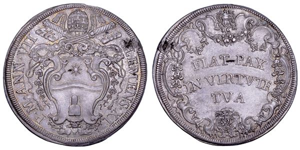 STATO PONTIFICIO. CLEMENTE XI (Giovanni Francesco Albani), 1700-1721. Piastra A. VII. Roma.